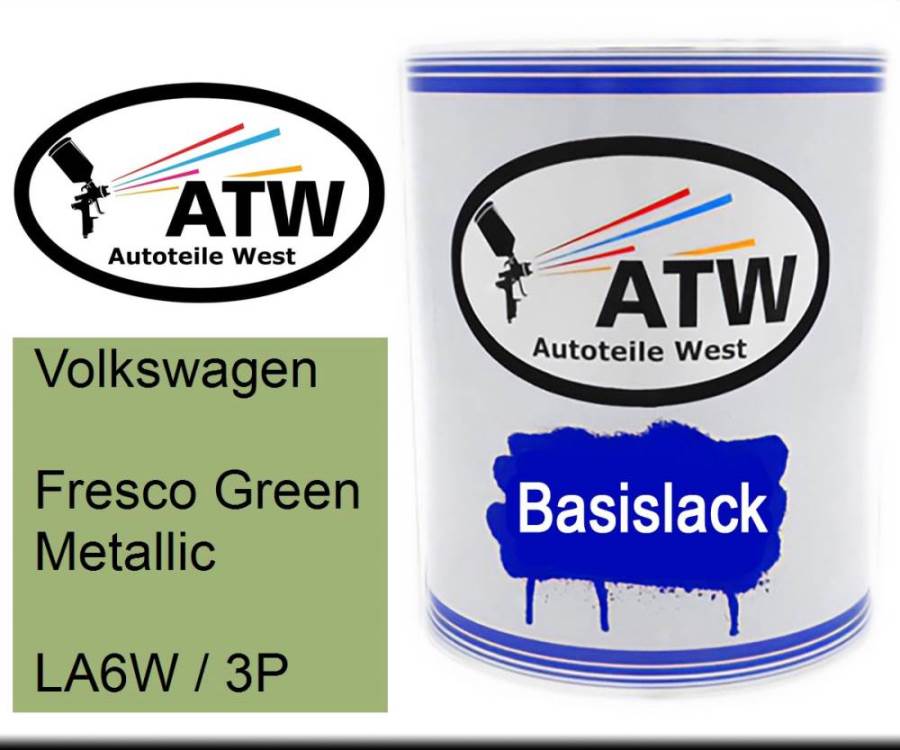 Volkswagen, Fresco Green Metallic, LA6W / 3P: 1L Lackdose, von ATW Autoteile West.